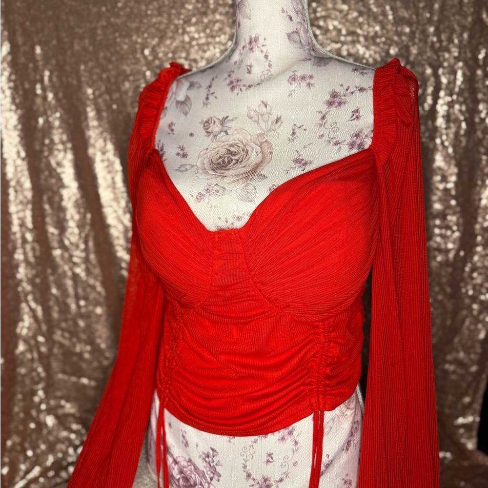 Vibrant Red Long Sleeve Top